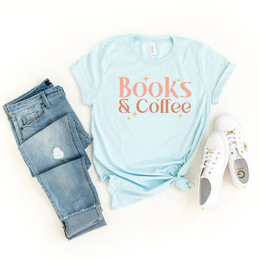 Books And Coffee Stars Short Sleeve Graphic Tee